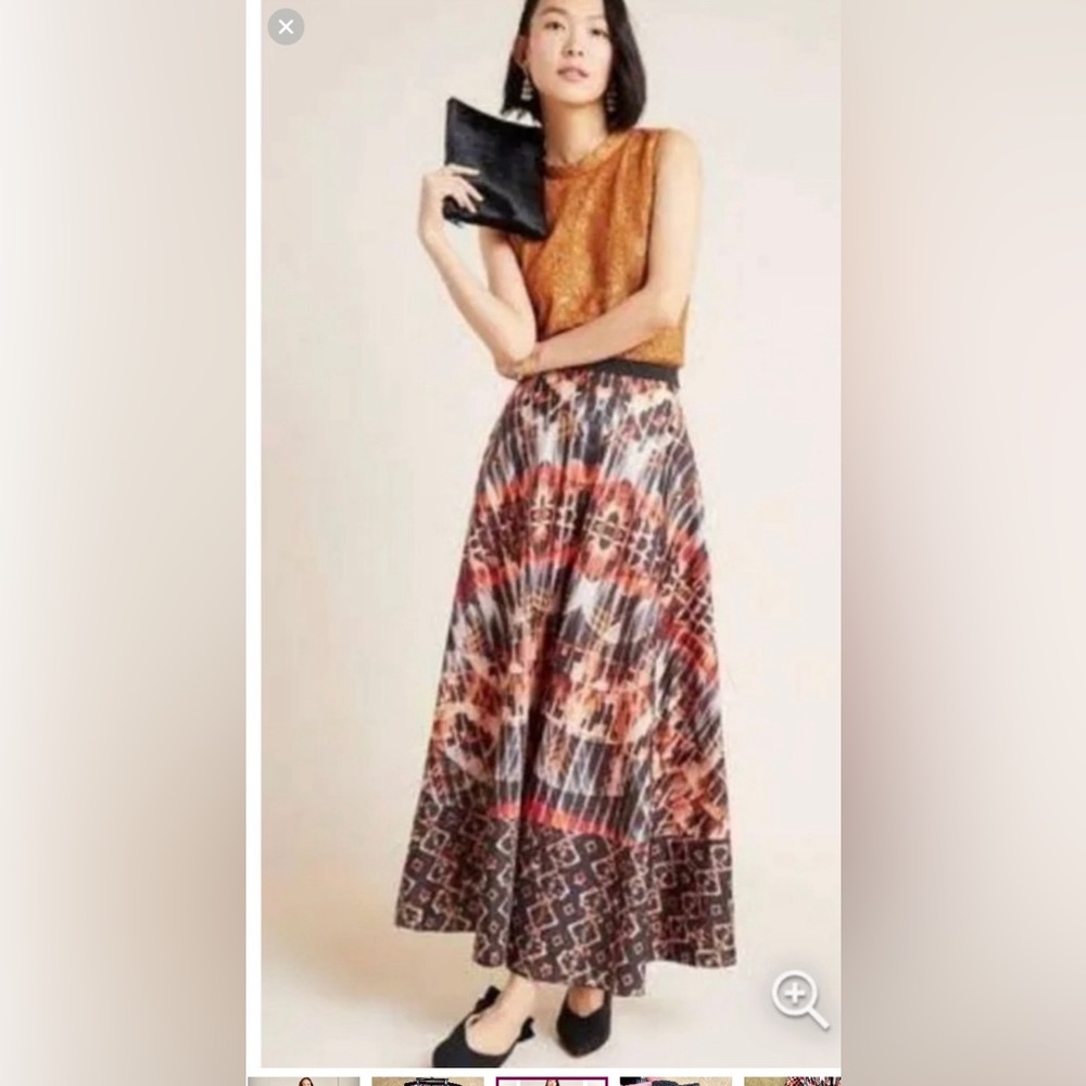 Anthropologie Multi-Color Patterned A-Line Maxi Skirt